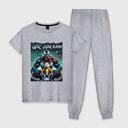 Пижама хлопковая женская Веном присматривается к Морти - нейроарт фантазия, цвет: меланж