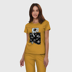 Пижама хлопковая женская Космический сон, цвет: горчичный — фото 2