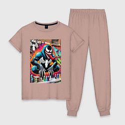 Женская пижама Веном сидит на кортах - граффити