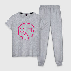 Пижама хлопковая женская Череп - игра в кальмара, цвет: меланж