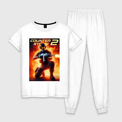 Пижама хлопковая женская Counter Strike 2 - gamer, цвет: белый