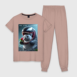 Пижама хлопковая женская Kitten-Venom meme, цвет: пыльно-розовый