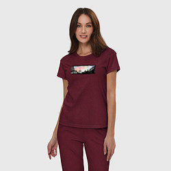 Пижама хлопковая женская Страсть к путешествиям на колесах, цвет: меланж-бордовый — фото 2