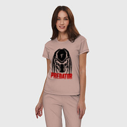 Пижама хлопковая женская Хищник - шлем, цвет: пыльно-розовый — фото 2