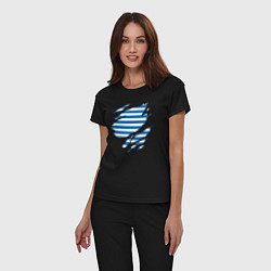 Пижама хлопковая женская Порванная тельняшка, цвет: черный — фото 2