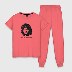 Пижама хлопковая женская Jim Morrison rock legend, цвет: коралловый