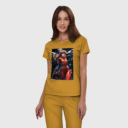 Пижама хлопковая женская Аска Лэнгли Евангелион, цвет: горчичный — фото 2