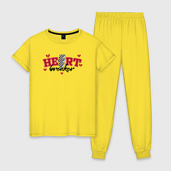Пижама хлопковая женская Heart breaker, цвет: желтый