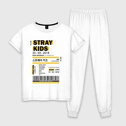 Пижама хлопковая женская Stray kids ticket, цвет: белый