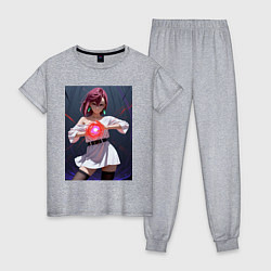 Пижама хлопковая женская Дандадан: Момо фаербол, цвет: меланж