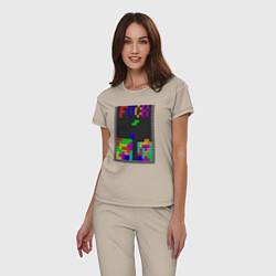 Пижама хлопковая женская Tetris, цвет: миндальный — фото 2