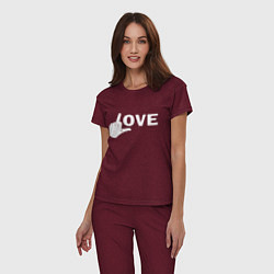Пижама хлопковая женская Love - fuck, цвет: меланж-бордовый — фото 2