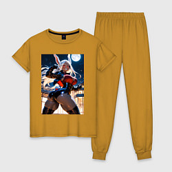 Пижама хлопковая женская Мирко из Моя геройская академия в неофициальном ко, цвет: горчичный