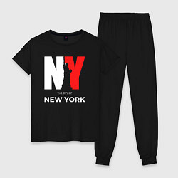 Пижама хлопковая женская The city of New York, цвет: черный