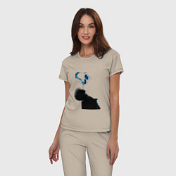 Пижама хлопковая женская Три дня дождя постер, цвет: миндальный — фото 2