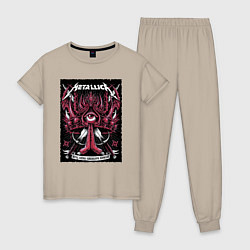 Пижама хлопковая женская Metallica - royal arena Denmark, цвет: миндальный