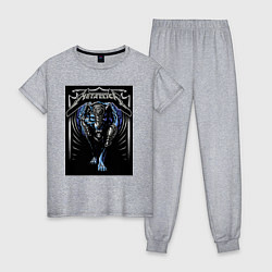 Пижама хлопковая женская Metallica thrash metal style - wolf, цвет: меланж