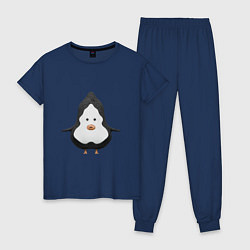 Пижама хлопковая женская Cartoon penguin character, цвет: тёмно-синий