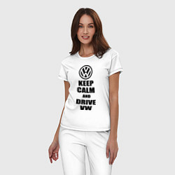 Пижама хлопковая женская Keep Calm & Drive VW, цвет: белый — фото 2