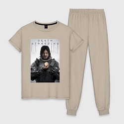 Пижама хлопковая женская Death Stranding - Norman Reedus, цвет: миндальный