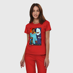 Пижама хлопковая женская Ghostbusters - Winston and the sandman, цвет: красный — фото 2