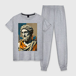 Пижама хлопковая женская Античная статуя в теплых тонах, цвет: меланж