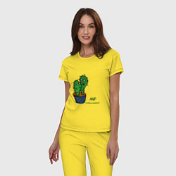Пижама хлопковая женская Говорящие кактусы, цвет: желтый — фото 2
