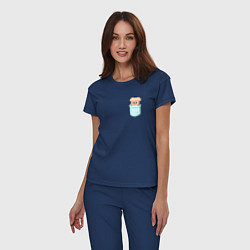 Пижама хлопковая женская PuppyM in pocket, цвет: тёмно-синий — фото 2