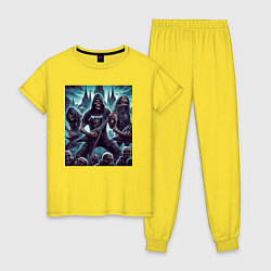 Пижама хлопковая женская Metallica - thrash metal, цвет: желтый