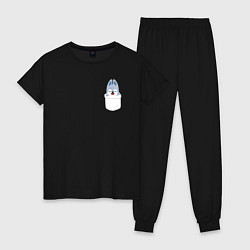 Пижама хлопковая женская Wolf Chan in pocket, цвет: черный