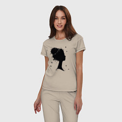 Пижама хлопковая женская Flower girl, цвет: миндальный — фото 2