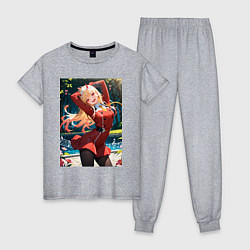 Пижама хлопковая женская Марин Китагава косплей 002 Darling in the Franxx, цвет: меланж