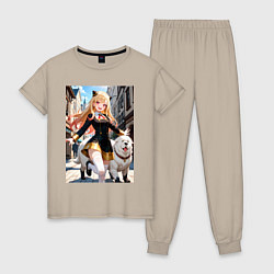 Пижама хлопковая женская Марин Китагава косплей Ани Форджер, цвет: миндальный