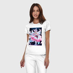 Пижама хлопковая женская Лиса танцует в платье, цвет: белый — фото 2