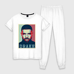 Пижама хлопковая женская Drake, цвет: белый