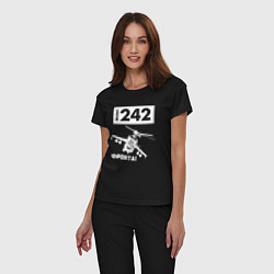 Пижама хлопковая женская Front 242 - фронта, цвет: черный — фото 2