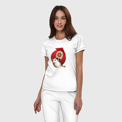 Пижама хлопковая женская Летящий кот на фонарике, цвет: белый — фото 2