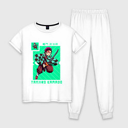 Пижама хлопковая женская Клинок рассекающий демонов Tanjiro Kamado, цвет: белый