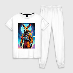 Пижама хлопковая женская Кенгуру бравый космонавт - нейроарт, цвет: белый