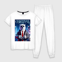 Пижама хлопковая женская Polar bear - cyberpunk fantasy, цвет: белый