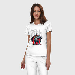 Пижама хлопковая женская Итальянские мемы акула в кроссовках, цвет: белый — фото 2