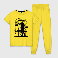 Пижама хлопковая женская Весы нутрициолога, цвет: желтый