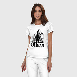 Пижама хлопковая женская Нефтяник у буровой установки, цвет: белый — фото 2