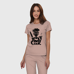 Пижама хлопковая женская Повар аниме, цвет: пыльно-розовый — фото 2
