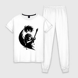 Пижама хлопковая женская Художник с кистью аниме, цвет: белый