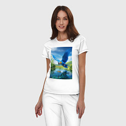 Пижама хлопковая женская Попугай ловит рыбу, цвет: белый — фото 2