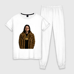 Пижама хлопковая женская Bones в шубе, цвет: белый