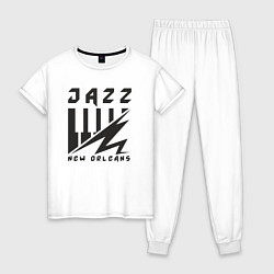 Пижама хлопковая женская New Orleans jazz, цвет: белый