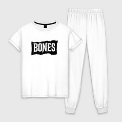 Пижама хлопковая женская Bones лого, цвет: белый