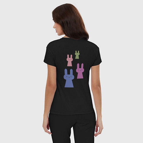 Женская пижама Зайцы - минимализм, разноцветные / Черный – фото 4